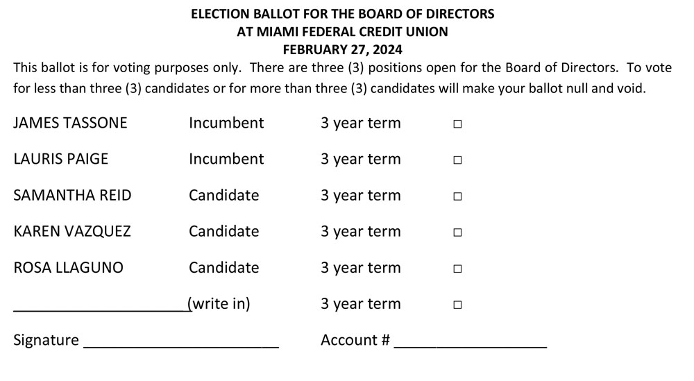 Board of Directors ballot 2024